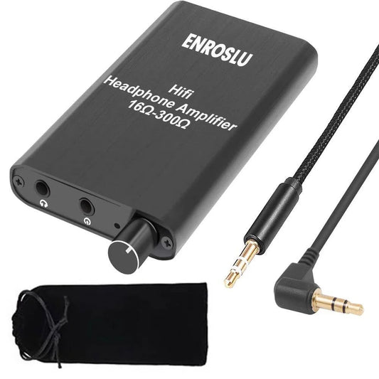 ENROSLU Headphone Amplifier A010 Portable Headphone Amp 3.5mm Audio Rechargeable Two-Stage GAIN Switch HiFi Headphone Amplifier Compatible MP3/4, Phones, Computer and Various 3.5mm Audio Digital Devices