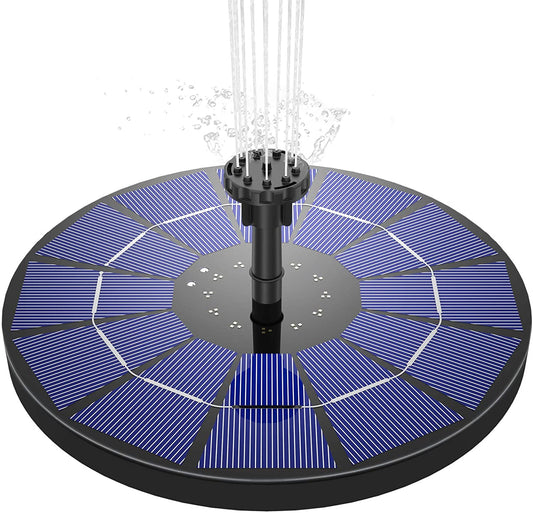 Solar Fountain Pump, Solar Water Pump Floating Fountain Built-in Battery, with 6 Nozzles, for Bird Bath, Fish Tank, Pond or Garden Decoration Solar Aerator Pump