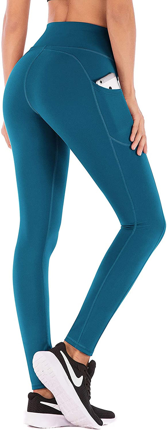High Waist Yoga Pants with Pockets, Tummy Control, Workout Pants for Women 4 Way Stretch Yoga Leggings with Pockets