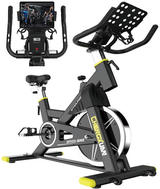 Indoor Cycling Bike Stationary Exercise Bike Magnetic Resistance, 35lbs Flywheel, Ipad Holder with LCD Monitor for Home Cardio Workout Training Bikes