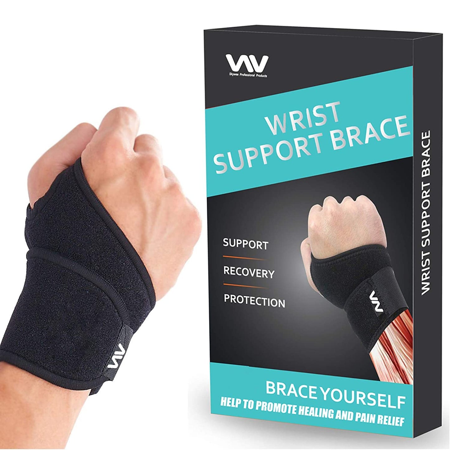 2Pack Carpal Tunnel Wrist Brace , Wrist Support Brace Adjustable Wrist Strap Reversible Wrist Brace for Sports Protecting/Tendonitis Pain Relief/Carpal Tunnel/Arthritis-Right&Left