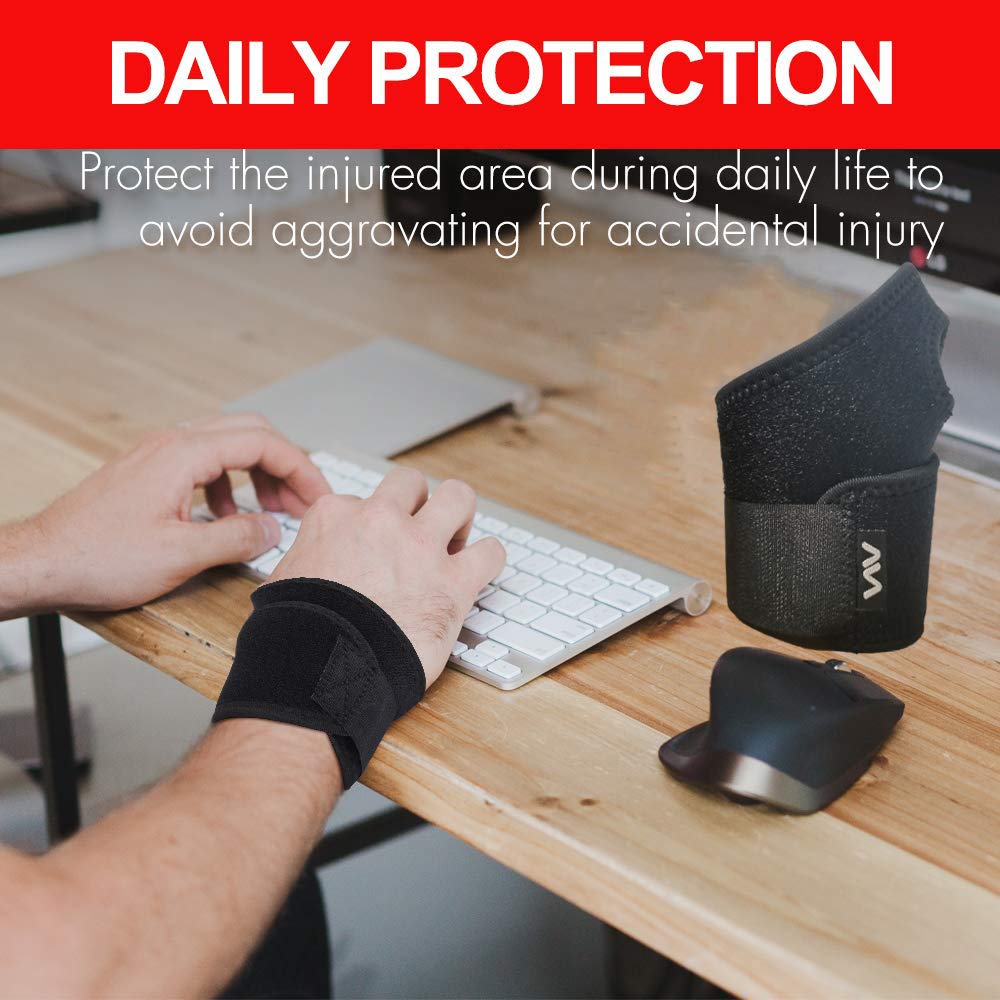 2Pack Carpal Tunnel Wrist Brace , Wrist Support Brace Adjustable Wrist Strap Reversible Wrist Brace for Sports Protecting/Tendonitis Pain Relief/Carpal Tunnel/Arthritis-Right&Left