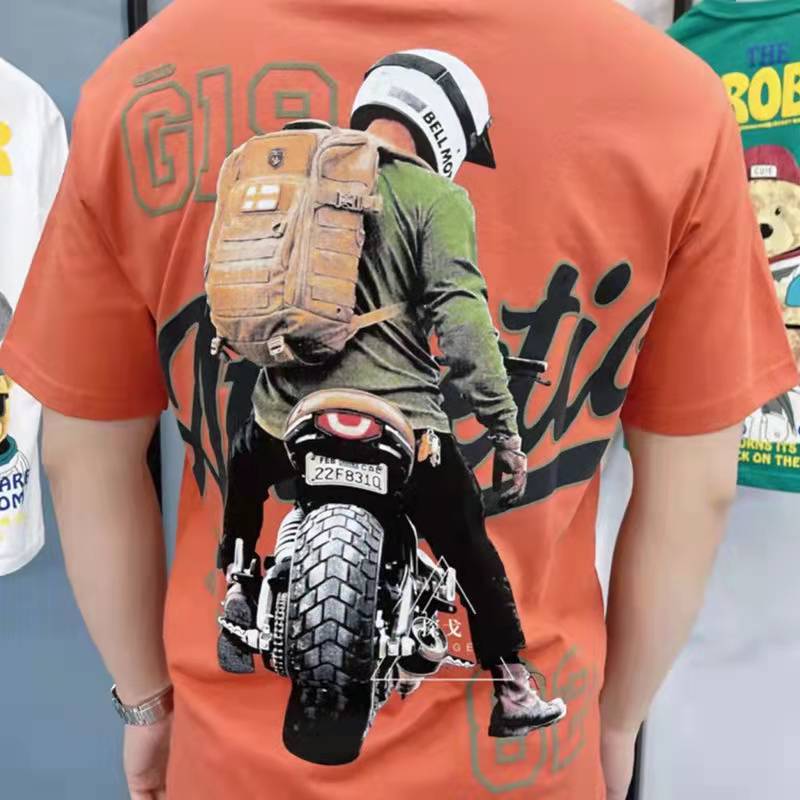 3D New Fashion Summer cartoon round neck motorcycle pattern cotton T-Shirt