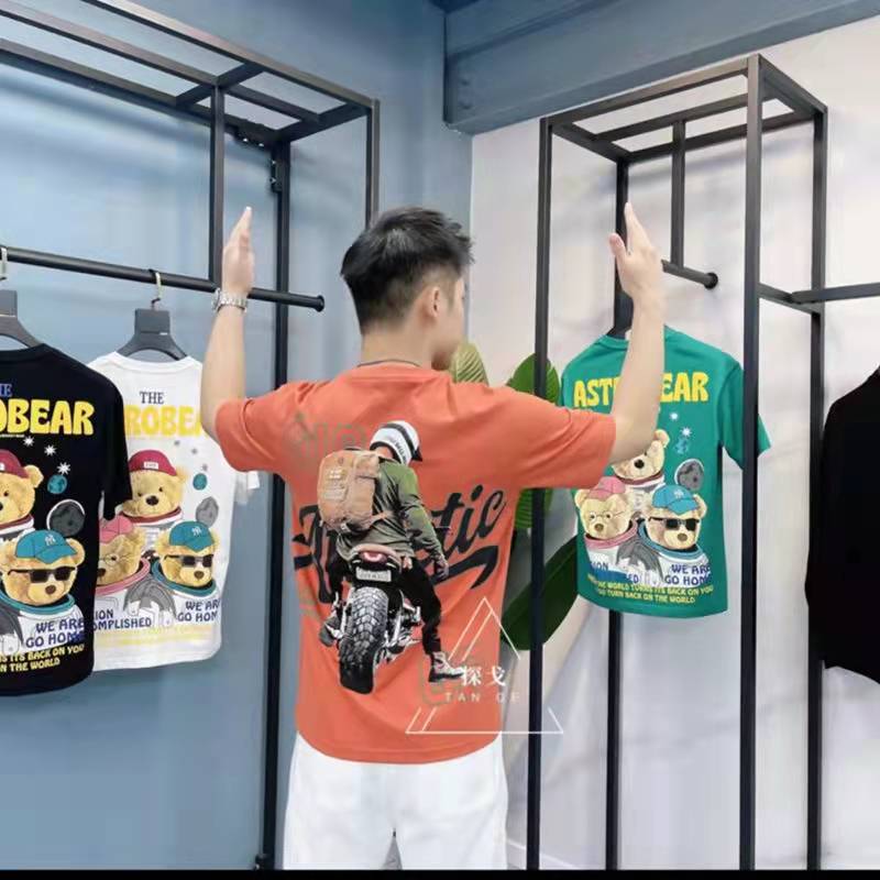 3D New Fashion Summer cartoon round neck motorcycle pattern cotton T-Shirt