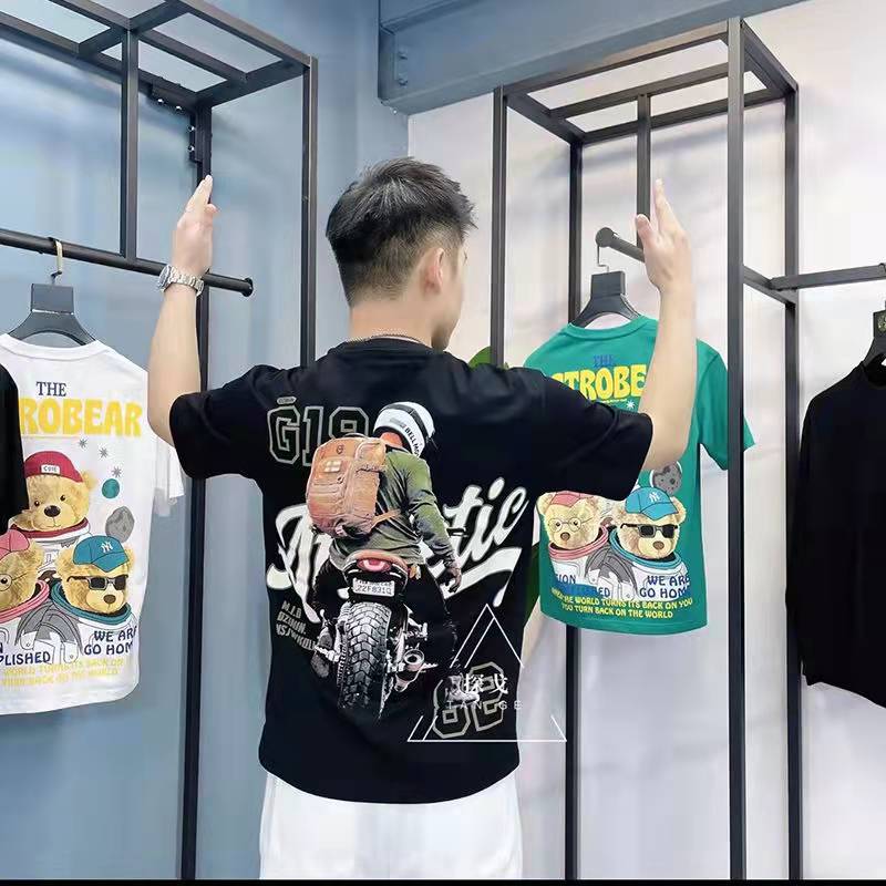 3D New Fashion Summer cartoon round neck motorcycle pattern cotton T-Shirt