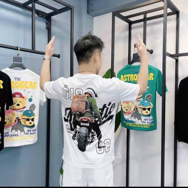 3D New Fashion Summer cartoon round neck motorcycle pattern cotton T-Shirt