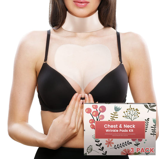 Chest Wrinkle Pads – Decollete Anti Wrinkle Chest Neck Pads - Set of 2 Silicone Chest Pad and 1 Anti Wrinkle Neck Pad